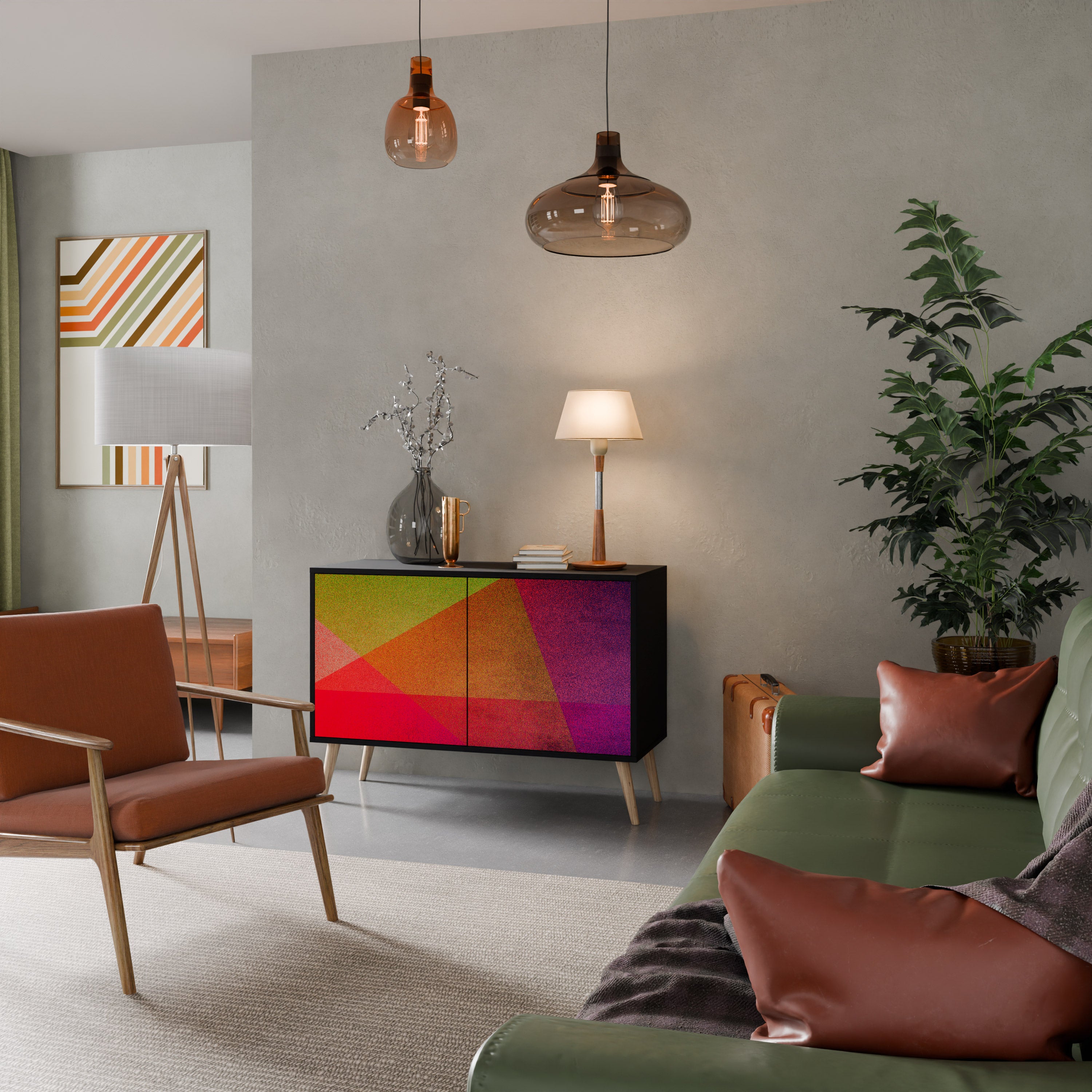 VIVID GEOMETRY 2-dörrars skänk i svart finish