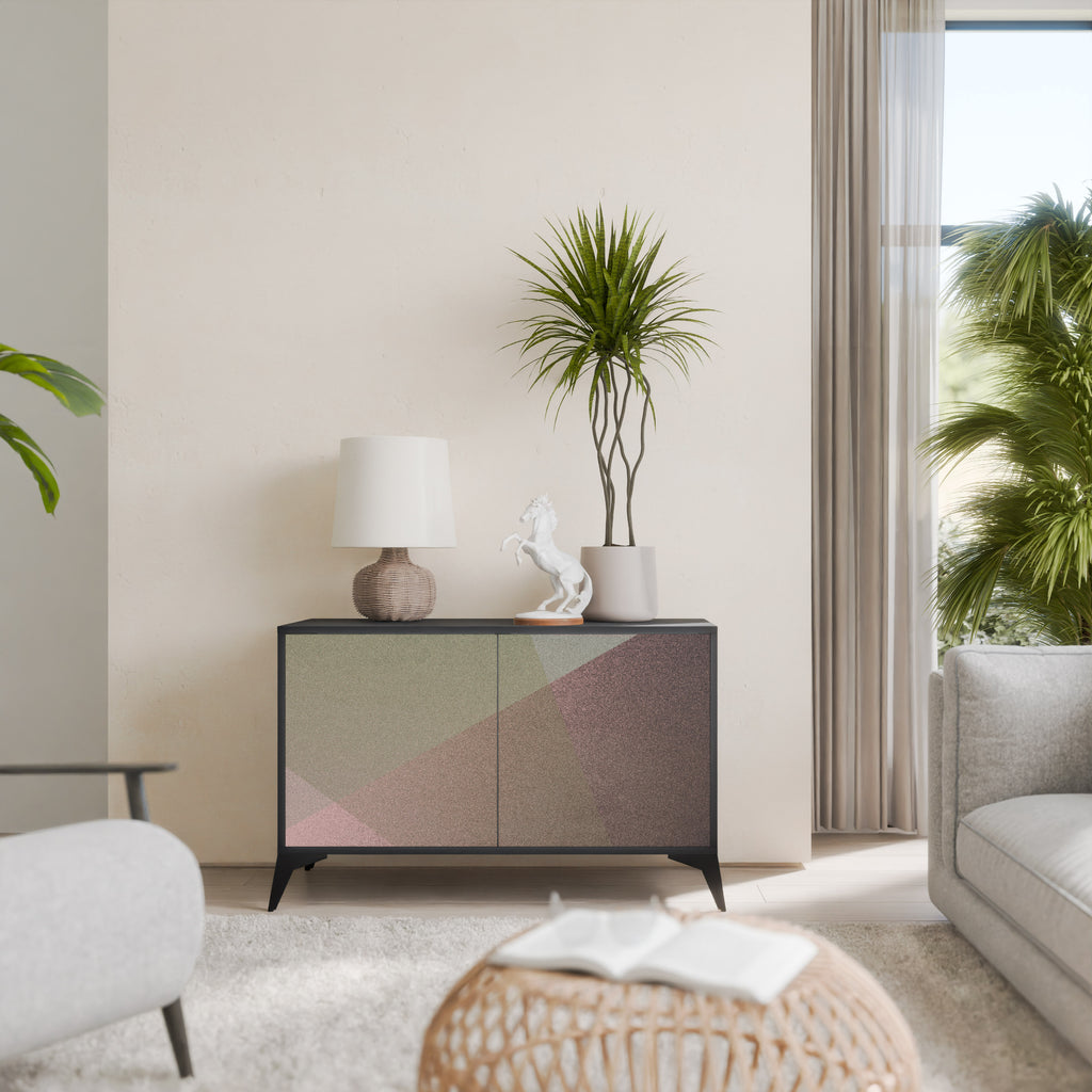 BEIGE GEOMETRY 2-dörrars skänk i svart finish