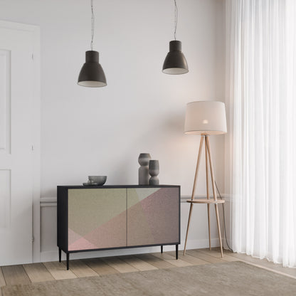 BEIGE GEOMETRY 2-Door Sideboard in Black Finish