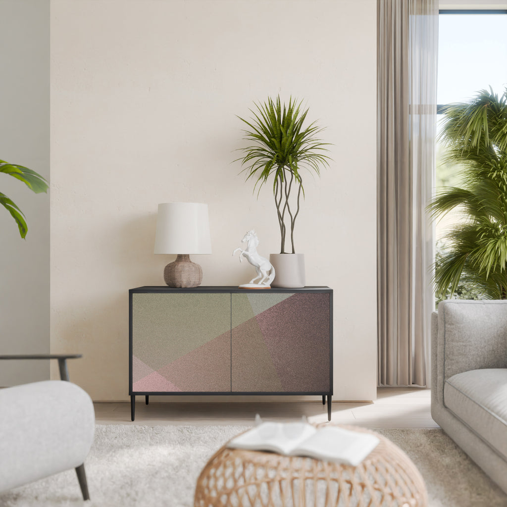 BEIGE GEOMETRY 2-dörrars skänk i svart finish