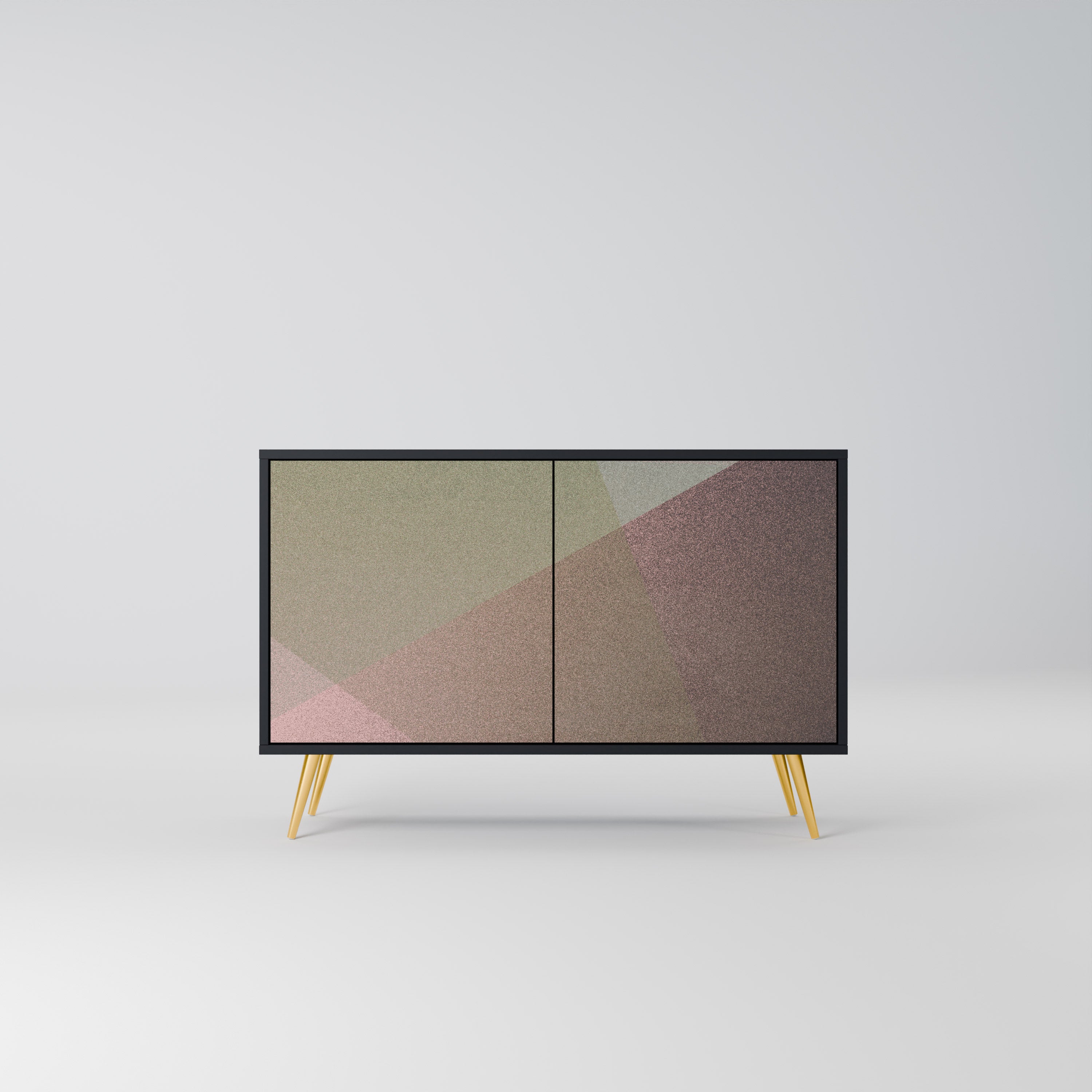 BEIGE GEOMETRY 2-dörrars skänk i svart finish