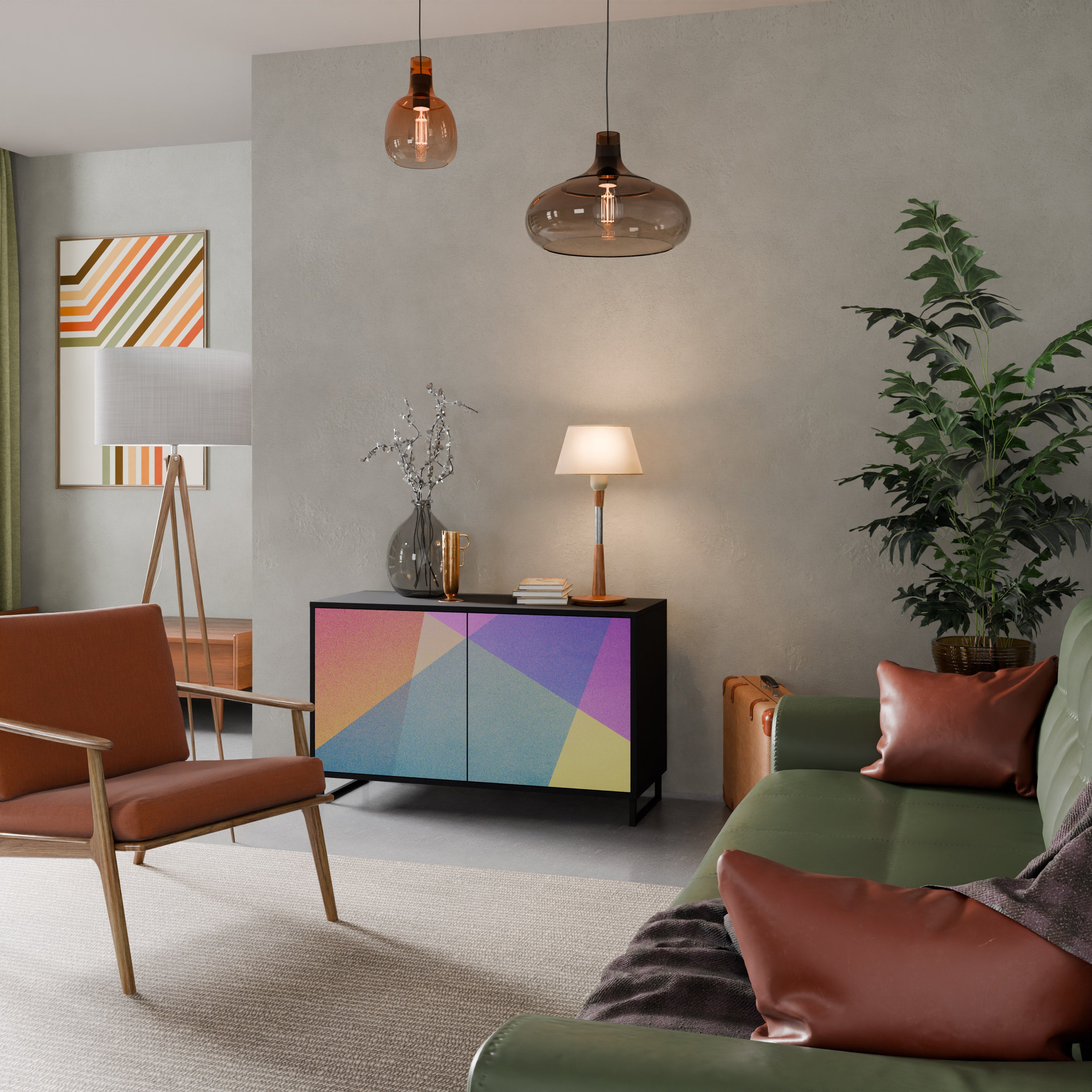 LJUS GEOMETRY 2-dörrars skänk i svart finish