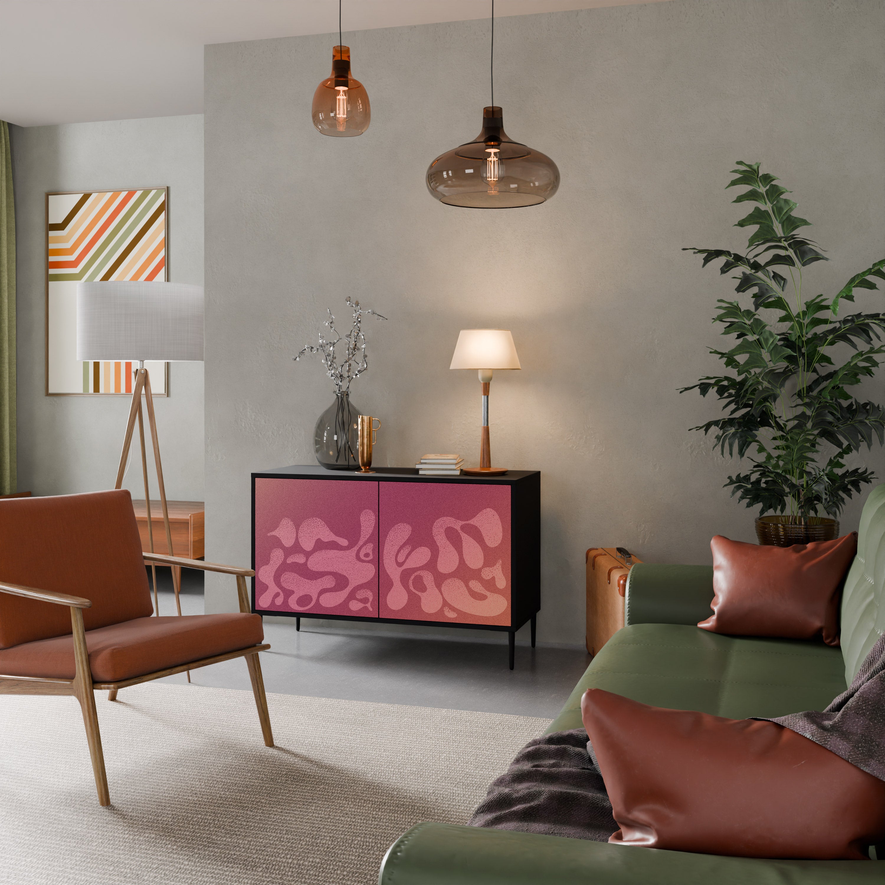 IRREGULAR ROSA 2-dörrars skänk i svart finish