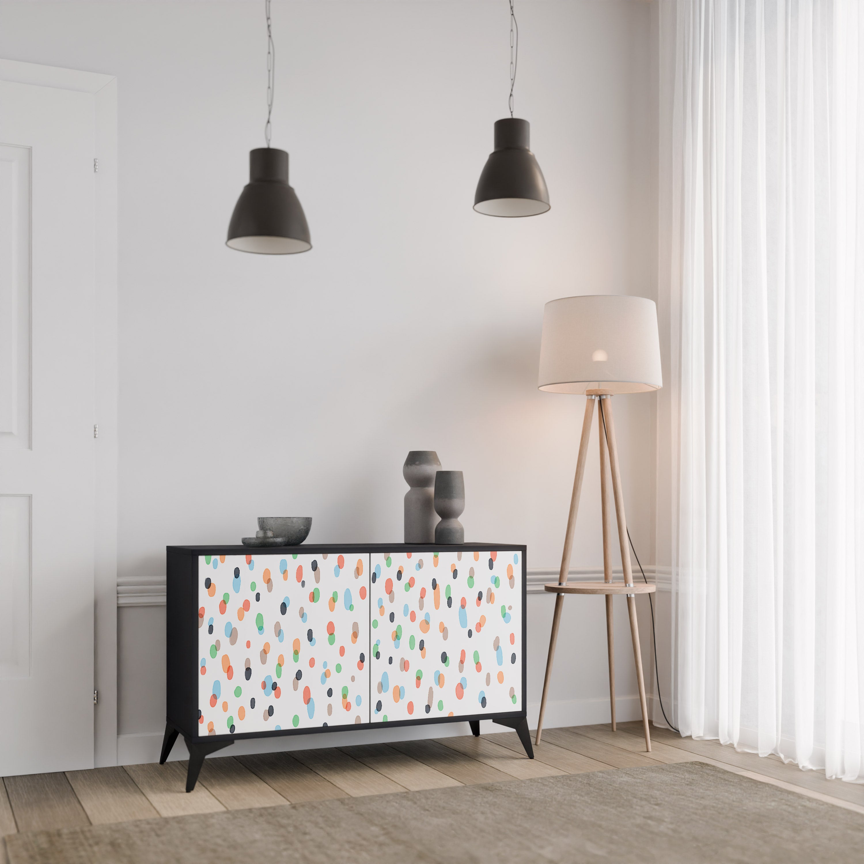 ENERGETIC SPOTS 2-dörrars skänk i svart finish