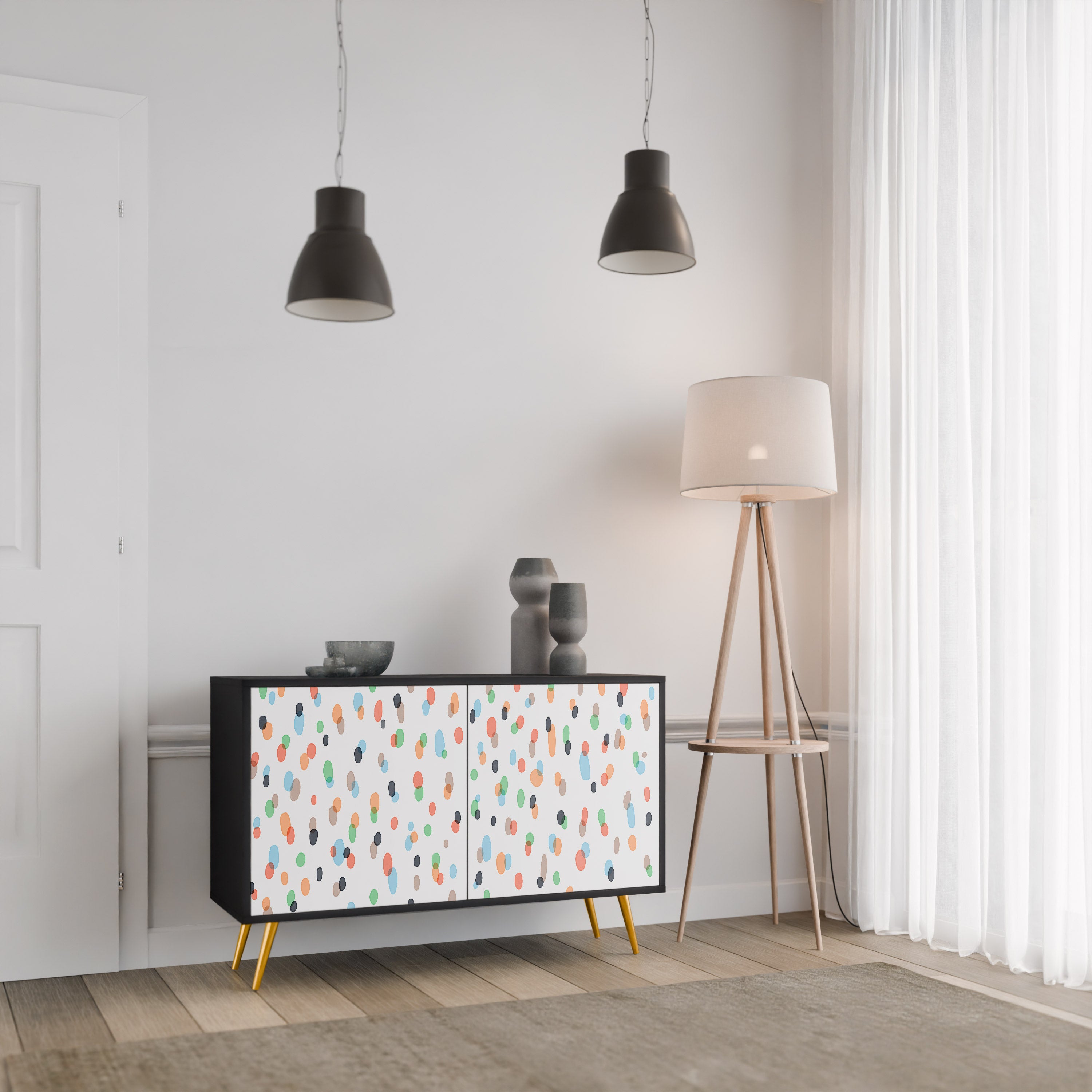 ENERGETIC SPOTS 2-dörrars skänk i svart finish