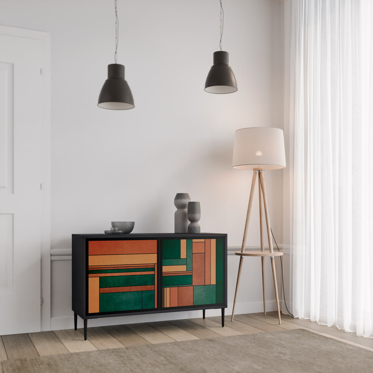 EARTHY FIGURES Skänk med två dörrar