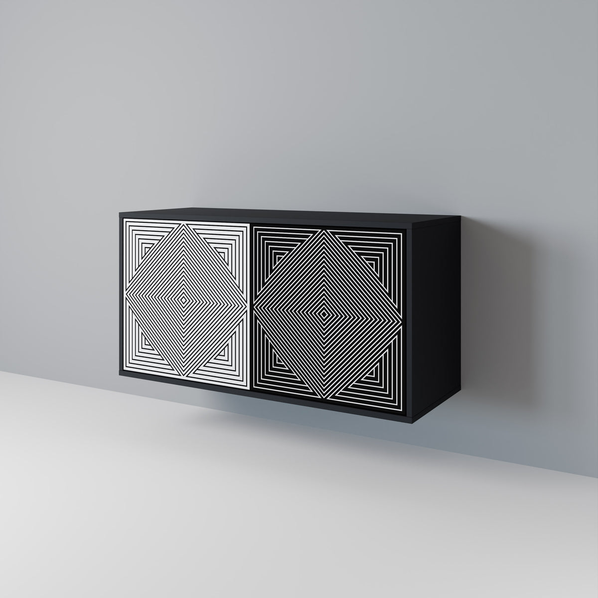 POLYGON ILLUSION Skänk med två dörrar