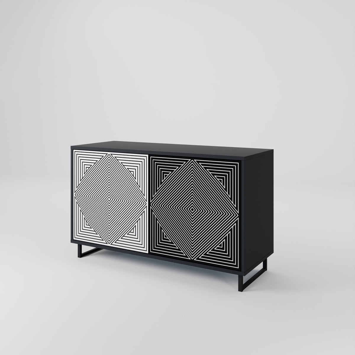 POLYGON ILLUSION Skänk med två dörrar