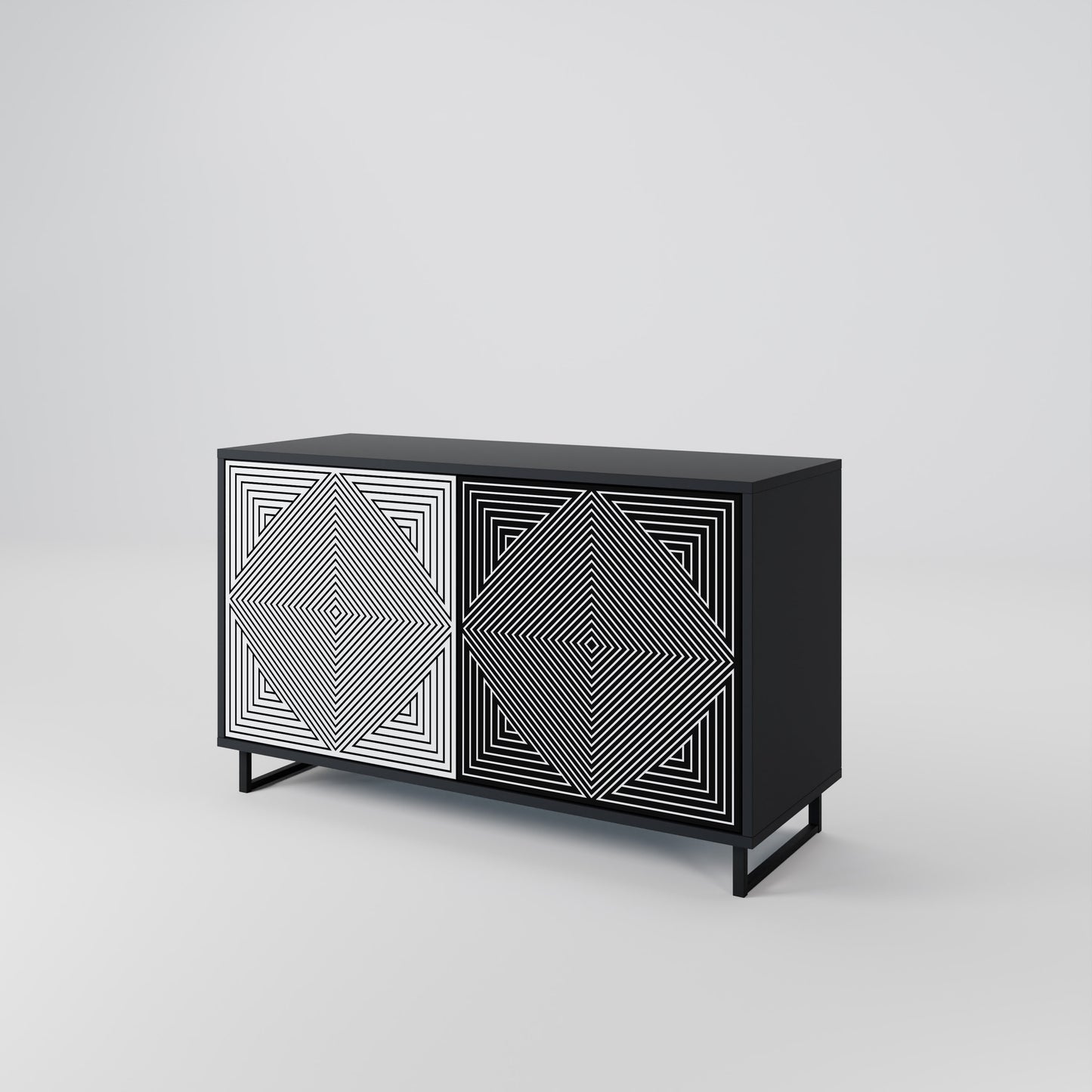 POLYGON ILLUSION 2-dörrars skänk i svart finish