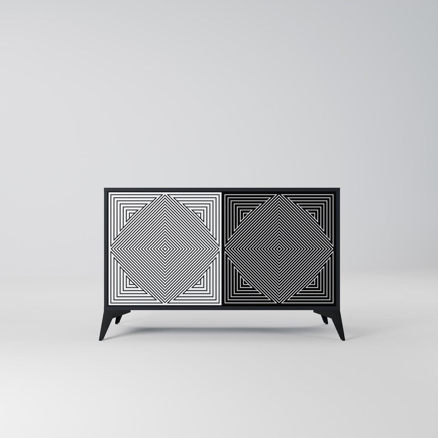 POLYGON ILLUSION 2-dörrars skänk i svart finish