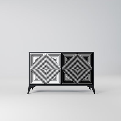 POLYGON ILLUSION 2-dörrars skänk i svart finish