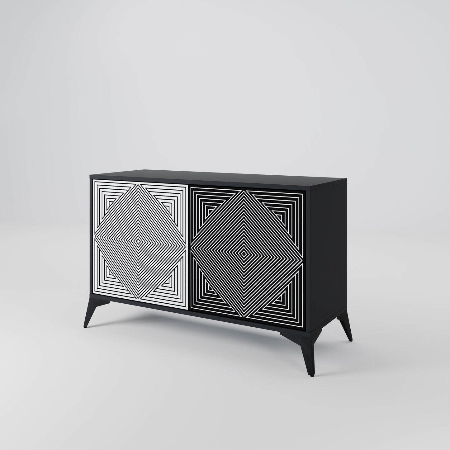 POLYGON ILLUSION 2-dörrars skänk i svart finish