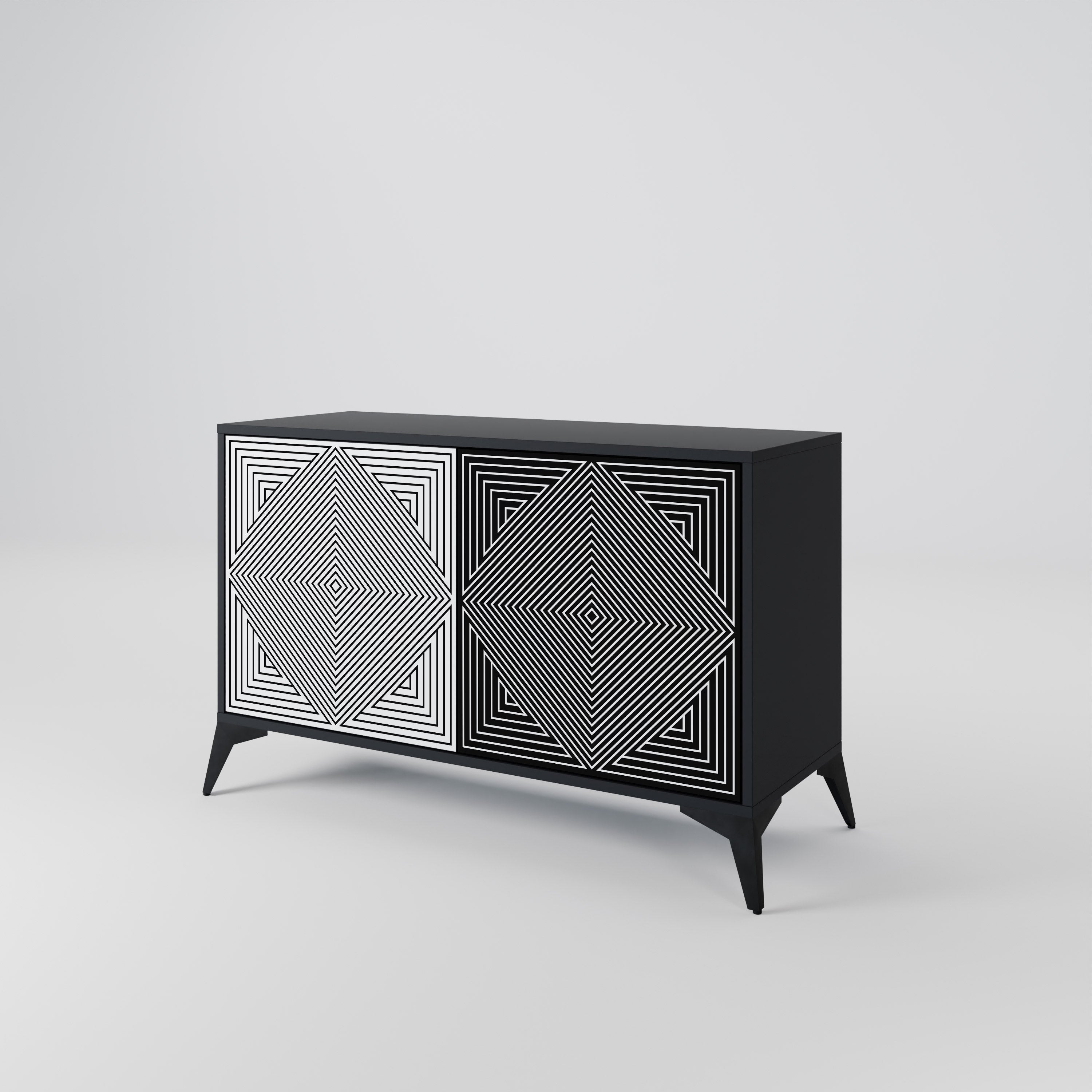 POLYGON ILLUSION 2-dörrars skänk i svart finish