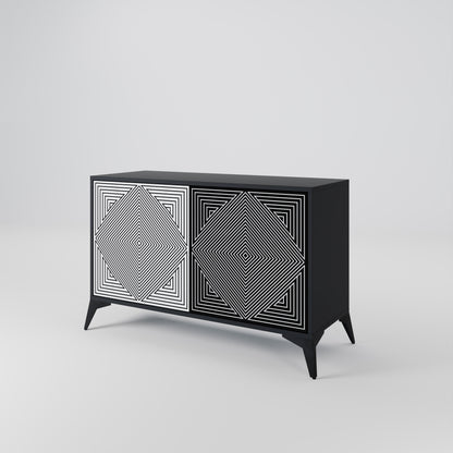 POLYGON ILLUSION 2-dörrars skänk i svart finish