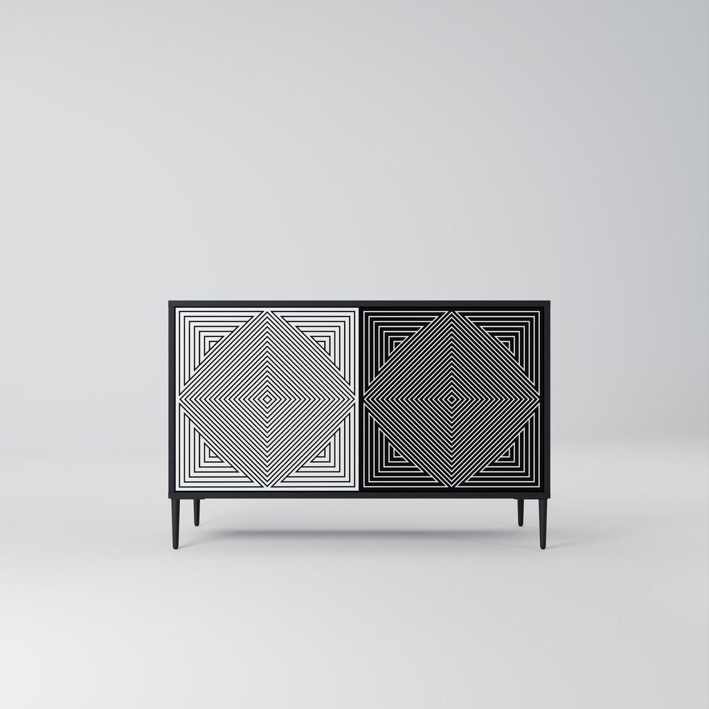 POLYGON ILLUSION 2-dörrars skänk i svart finish