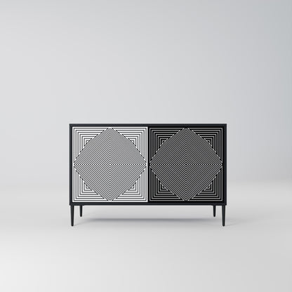 POLYGON ILLUSION 2-dörrars skänk i svart finish