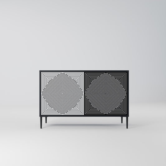 POLYGON ILLUSION 2-dörrars skänk i svart finish