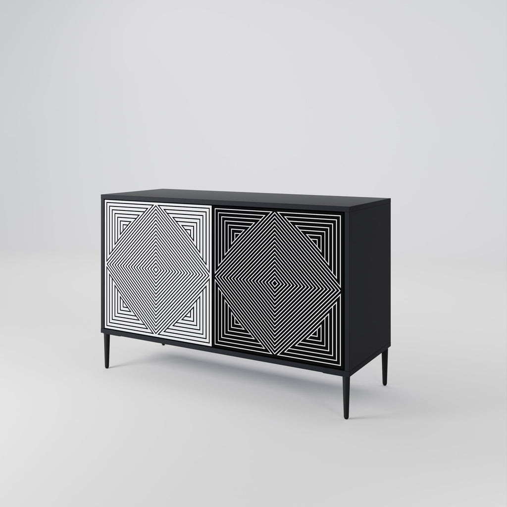 POLYGON ILLUSION 2-dörrars skänk i svart finish
