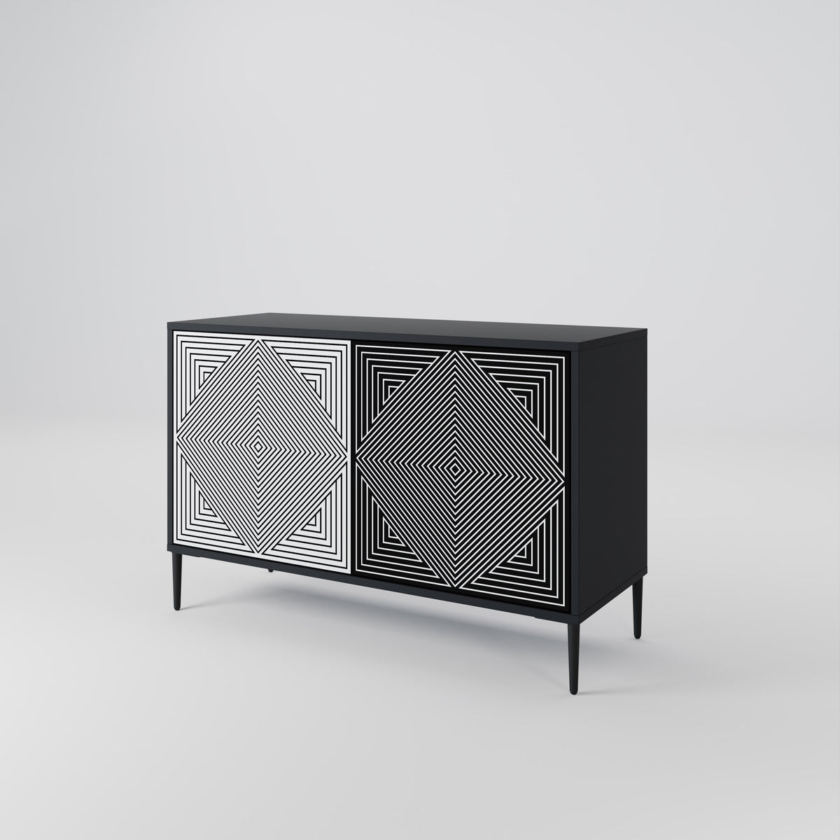 POLYGON ILLUSION Skänk med två dörrar