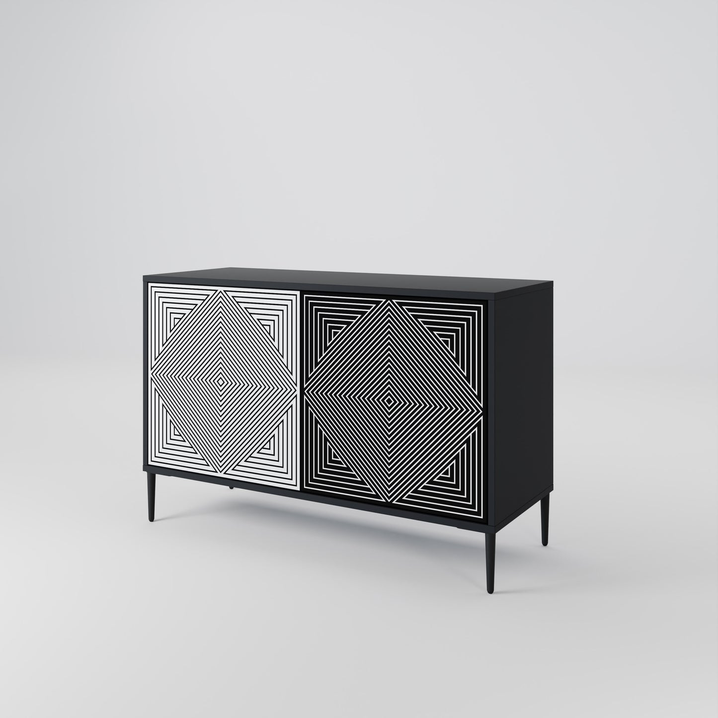 POLYGON ILLUSION 2-dörrars skänk i svart finish