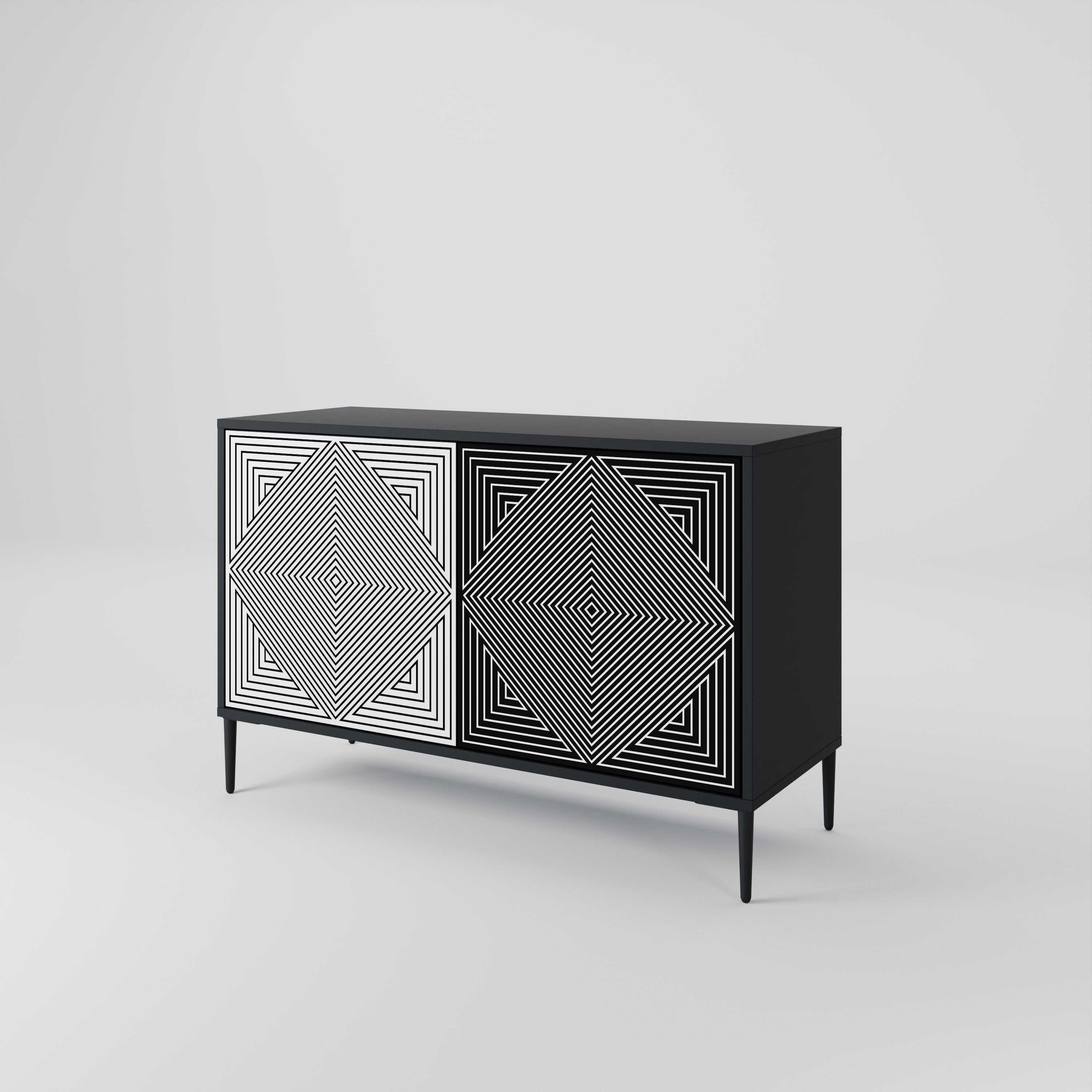 POLYGON ILLUSION 2-dörrars skänk i svart finish