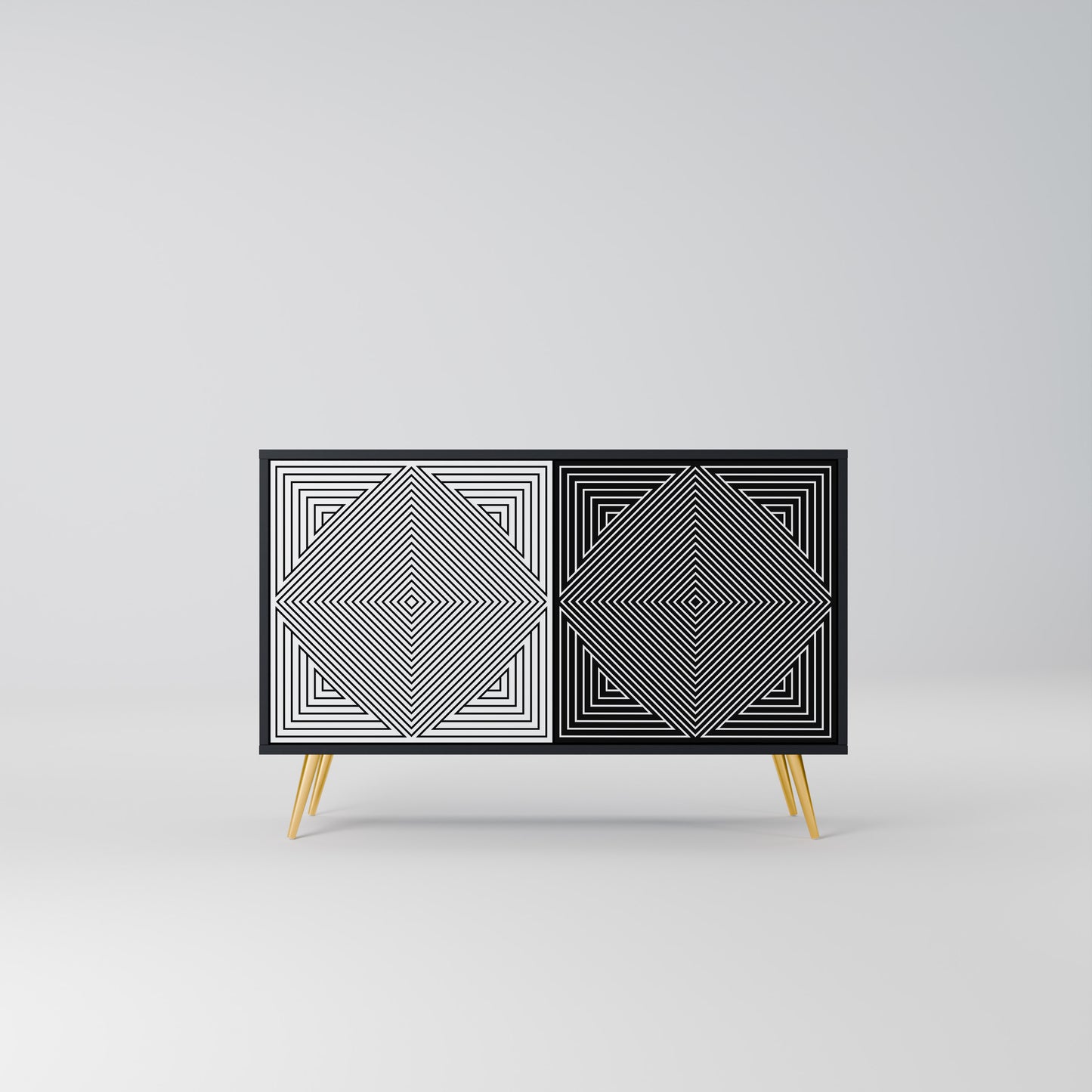 POLYGON ILLUSION 2-dörrars skänk i svart finish