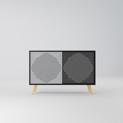 POLYGON ILLUSION 2-dörrars skänk i svart finish