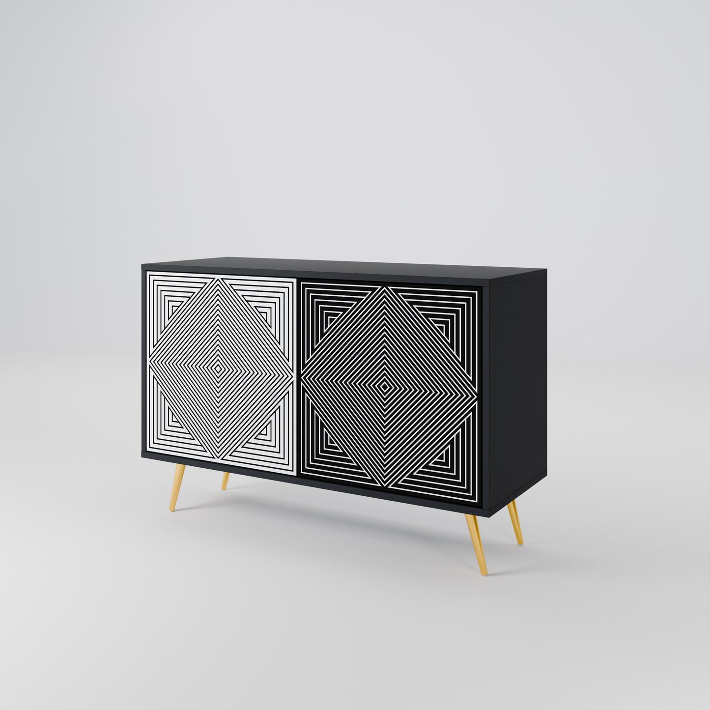 POLYGON ILLUSION 2-dörrars skänk i svart finish