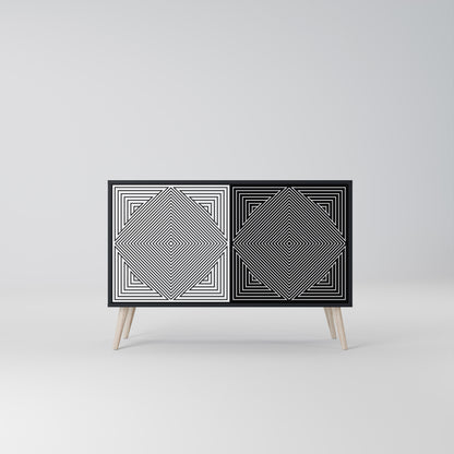 POLYGON ILLUSION 2-dörrars skänk i svart finish