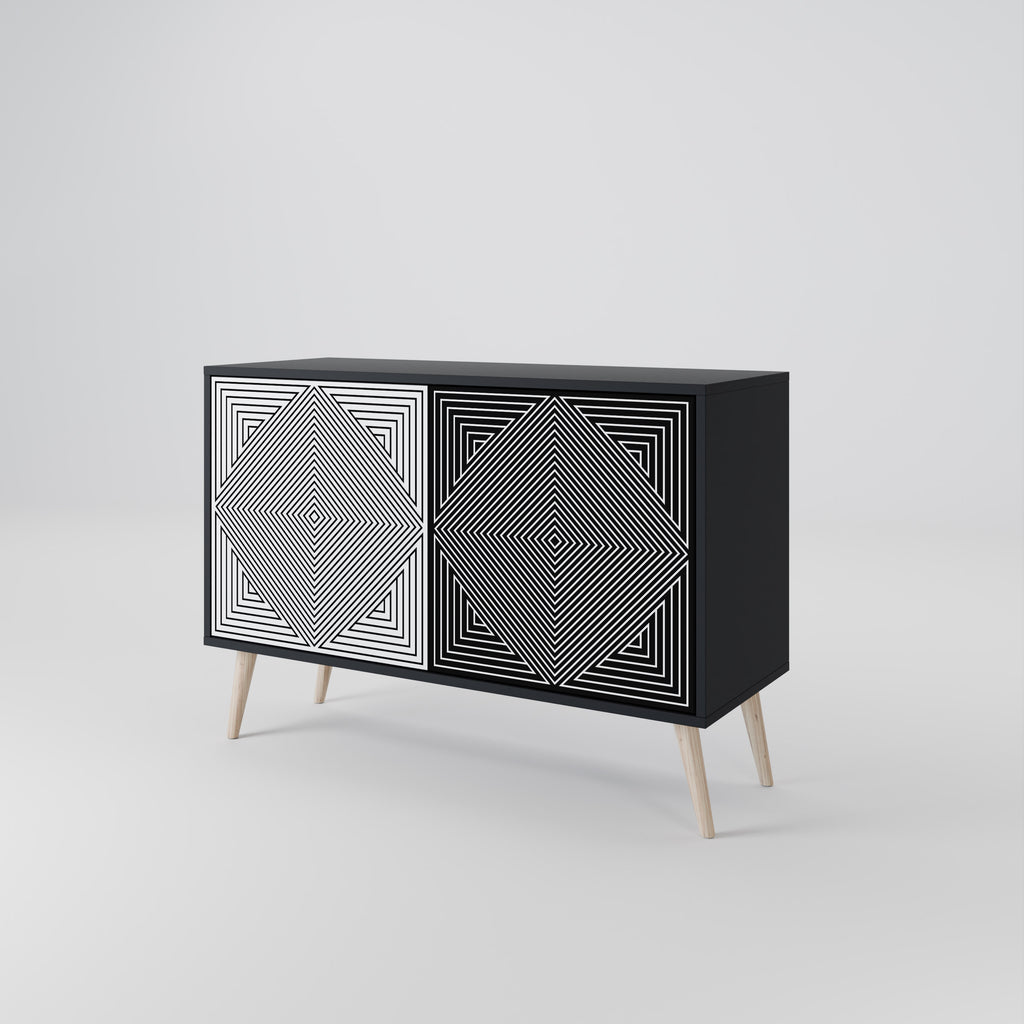 POLYGON ILLUSION 2-dörrars skänk i svart finish
