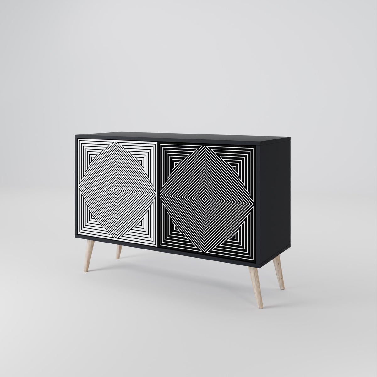 POLYGON ILLUSION Skänk med två dörrar