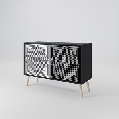 POLYGON ILLUSION 2-dörrars skänk i svart finish