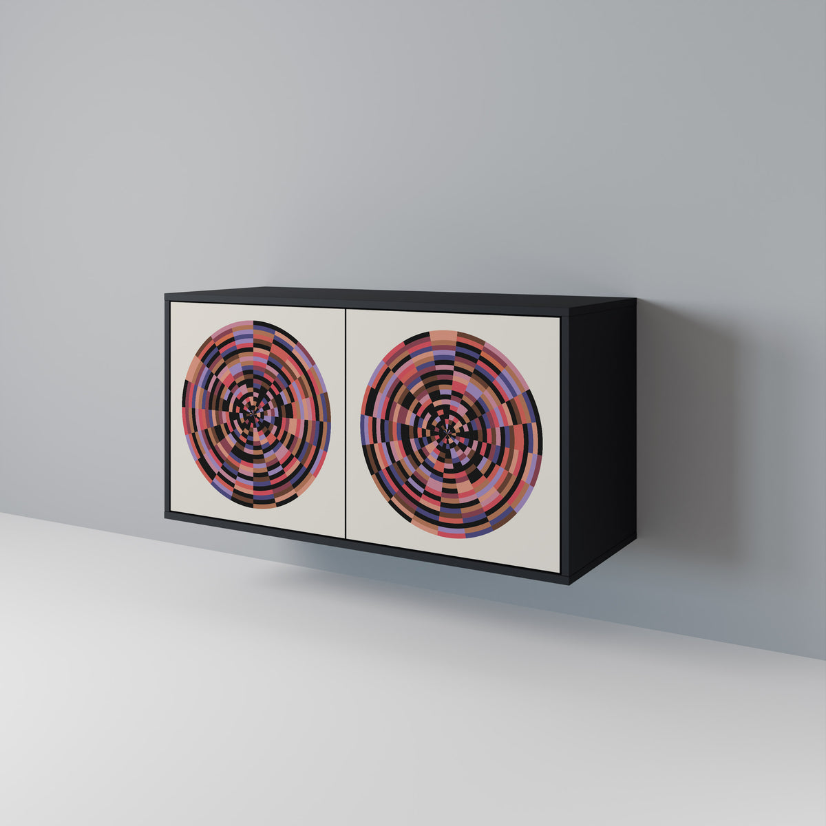 BROWN CIRCLES Skänk med två dörrar