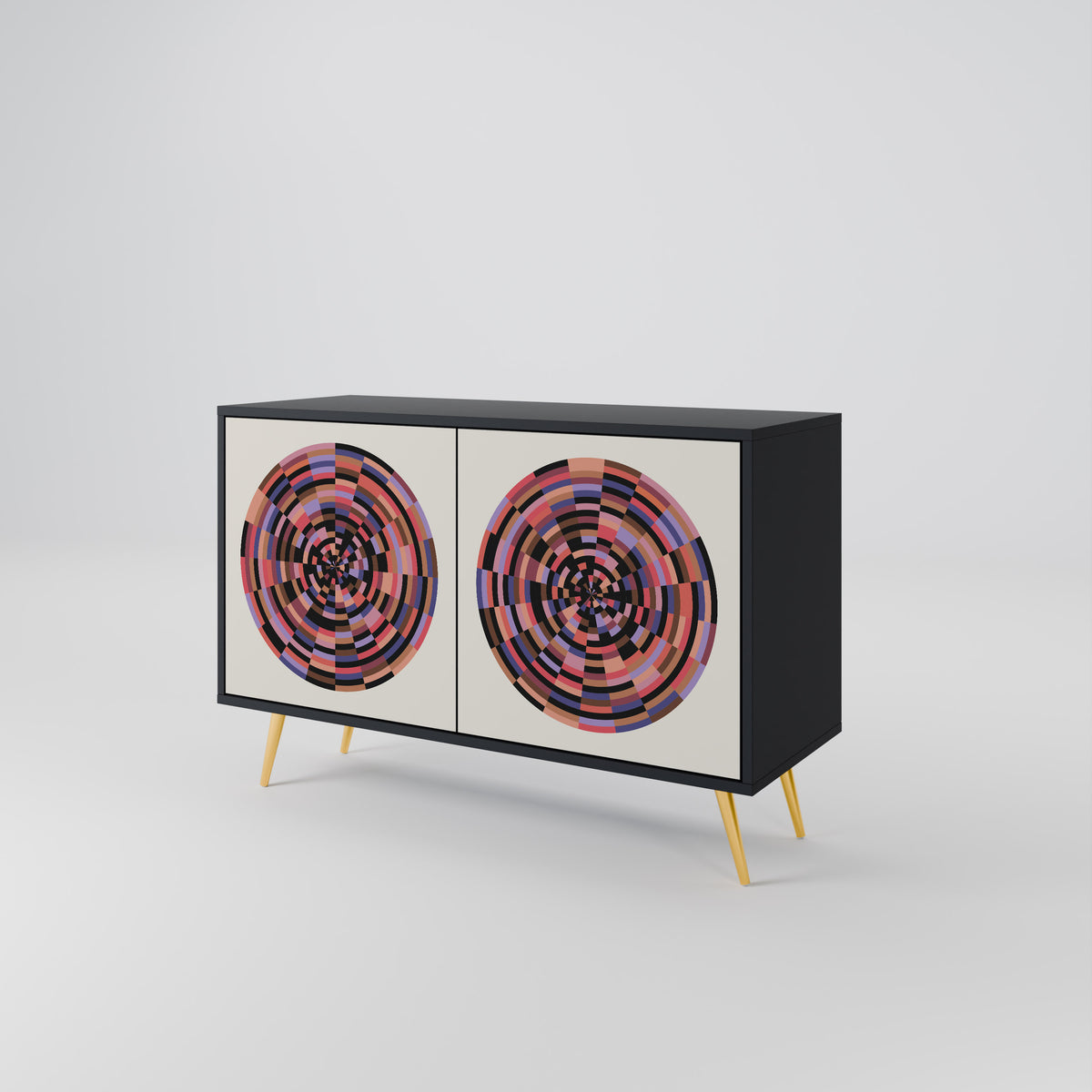 BROWN CIRCLES Skänk med två dörrar