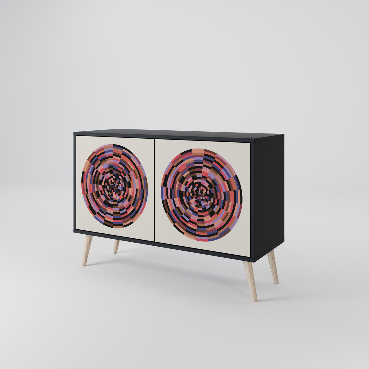 BROWN CIRCLES Skänk med två dörrar