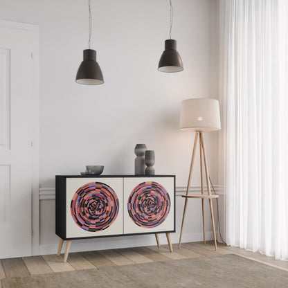 BRUN CIRCLES 2-dörrars skänk i svart finish