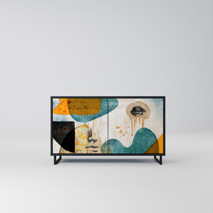 ABSTRACT FACES 2-Door Sideboard in Black Finish