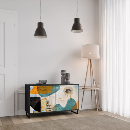ABSTRACT FACES 2-Door Sideboard in Black Finish
