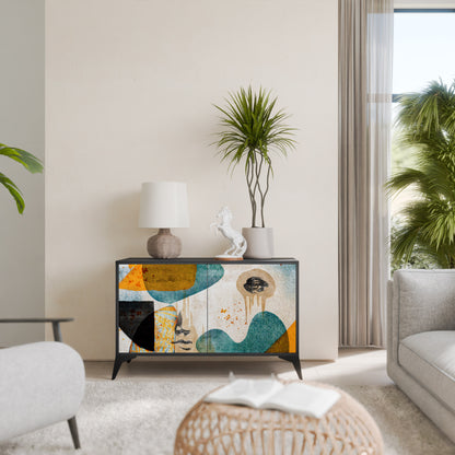 ABSTRACT FACES 2-Door Sideboard in Black Finish