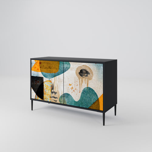 ABSTRACT FACES 2-Door Sideboard in Black Finish