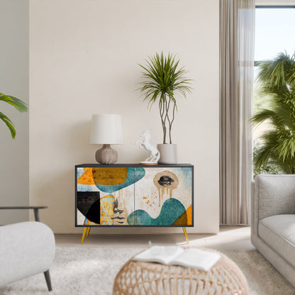ABSTRACT FACES 2-Door Sideboard in Black Finish