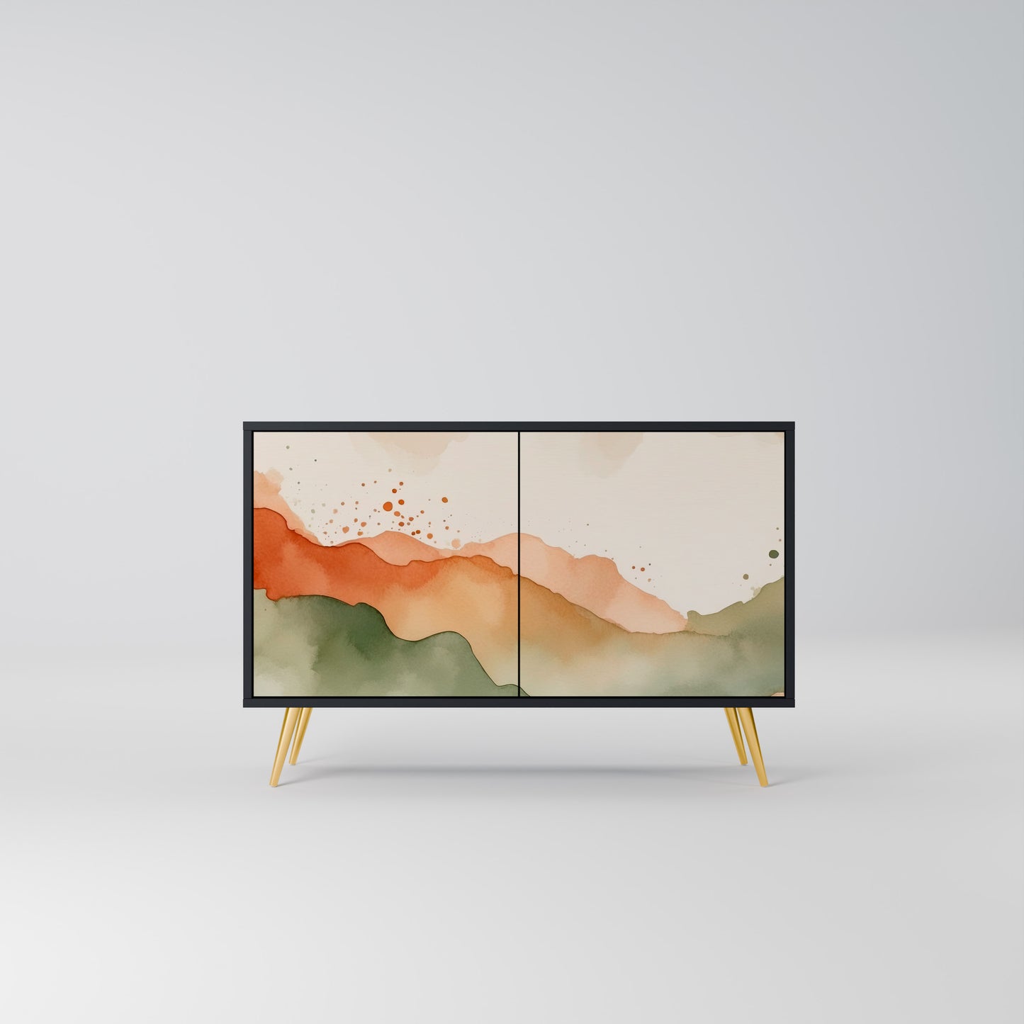 WATERCOLOR PEAKS 2-dörrars skänk i svart finish