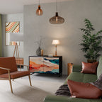 ABSTRAKT LANDSKAP 2-dörrars skänk i svart finish