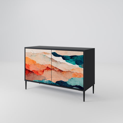 ABSTRACT LANDSCAPE 2-Door Sideboard in Black Finish