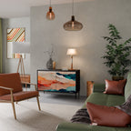 ABSTRAKT LANDSKAP 2-dörrars skänk i svart finish