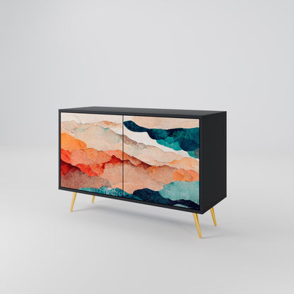 ABSTRACT LANDSCAPE 2-Door Sideboard in Black Finish