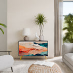 ABSTRAKT LANDSKAP 2-dörrars skänk i svart finish