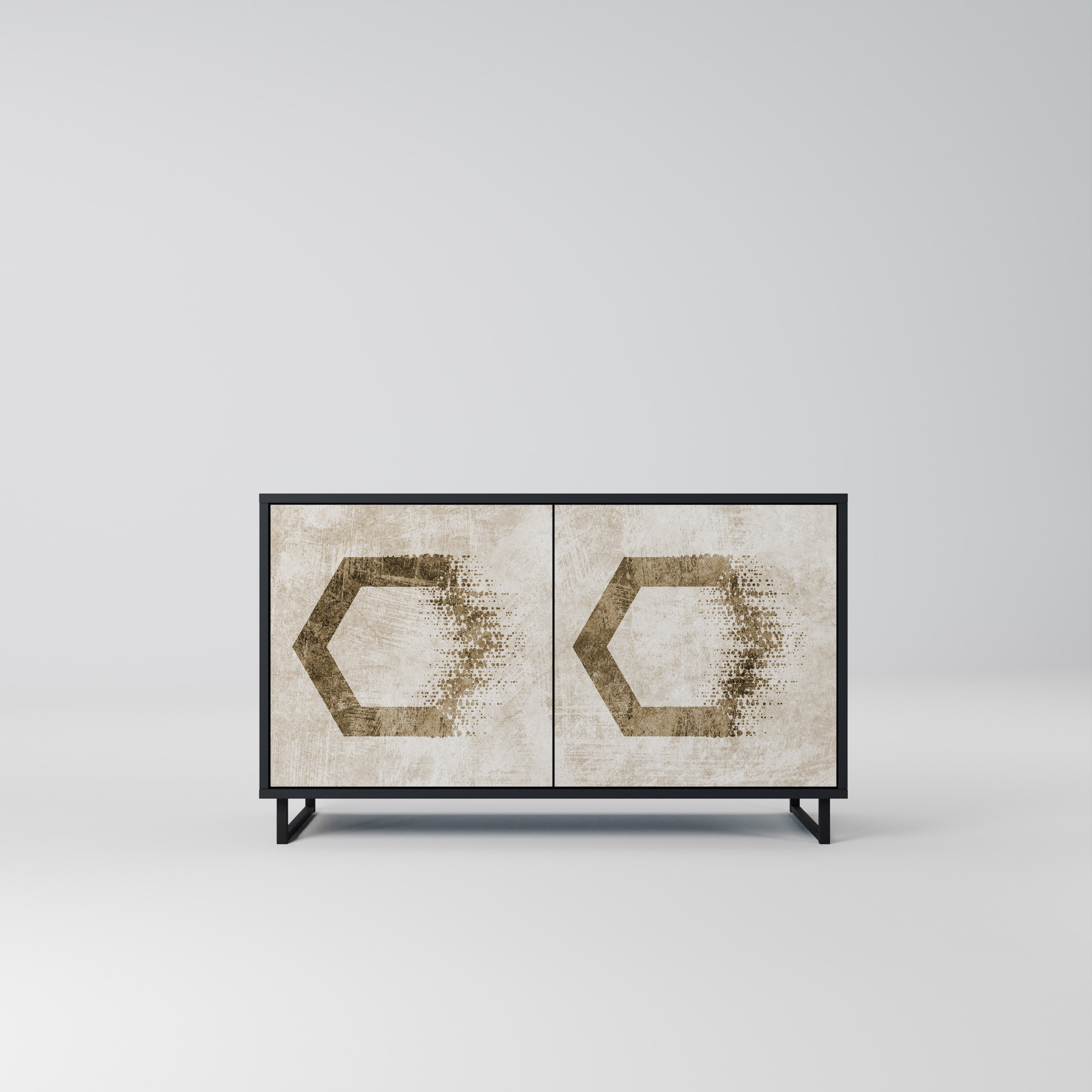 HEXAGONAL FORM 2-Dörrars skänk i svart finish