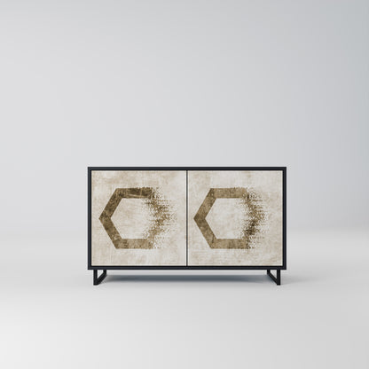 HEXAGONAL FORM 2-Dörrars skänk i svart finish