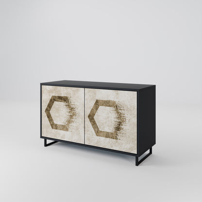 HEXAGONAL FORM 2-Dörrars skänk i svart finish